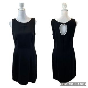Vintage CDC Brand Black Dress with‎ White Trim Detail Size 8